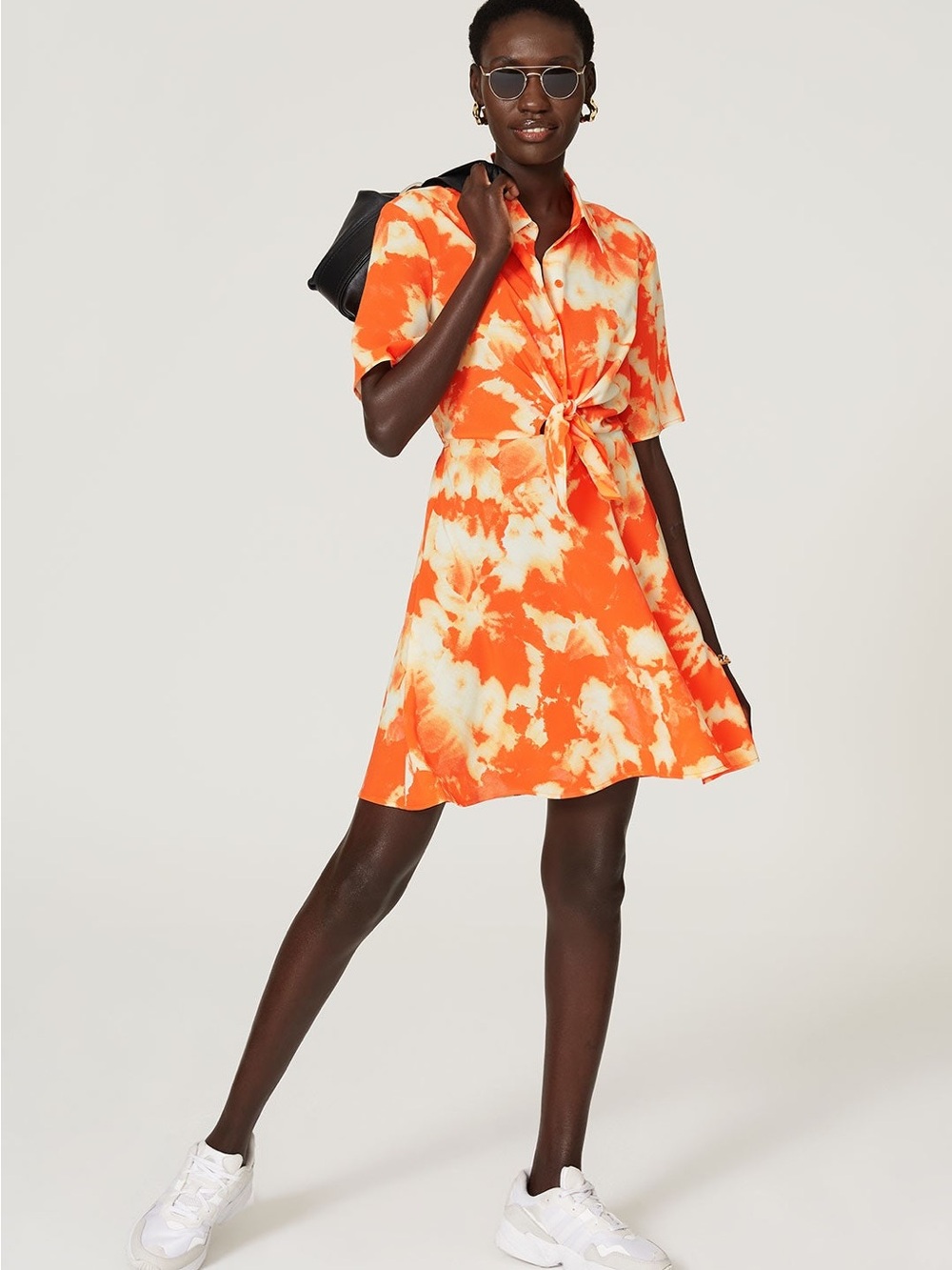 Thakoon x RTR Orange Tie-Dye Short Sleeve Dress - Picture 5 of 6